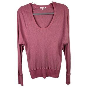 Sundry Rose Pink Scoopneck Long Sleeve Knit T Shirt Top Cotton Casual Cuffed 2